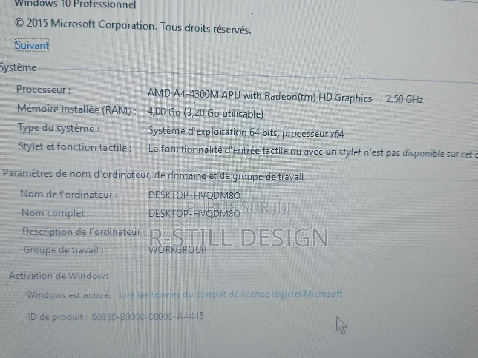 Ordinateur portable HP ProBook 450 4GB AMD A4 HDD 500GB