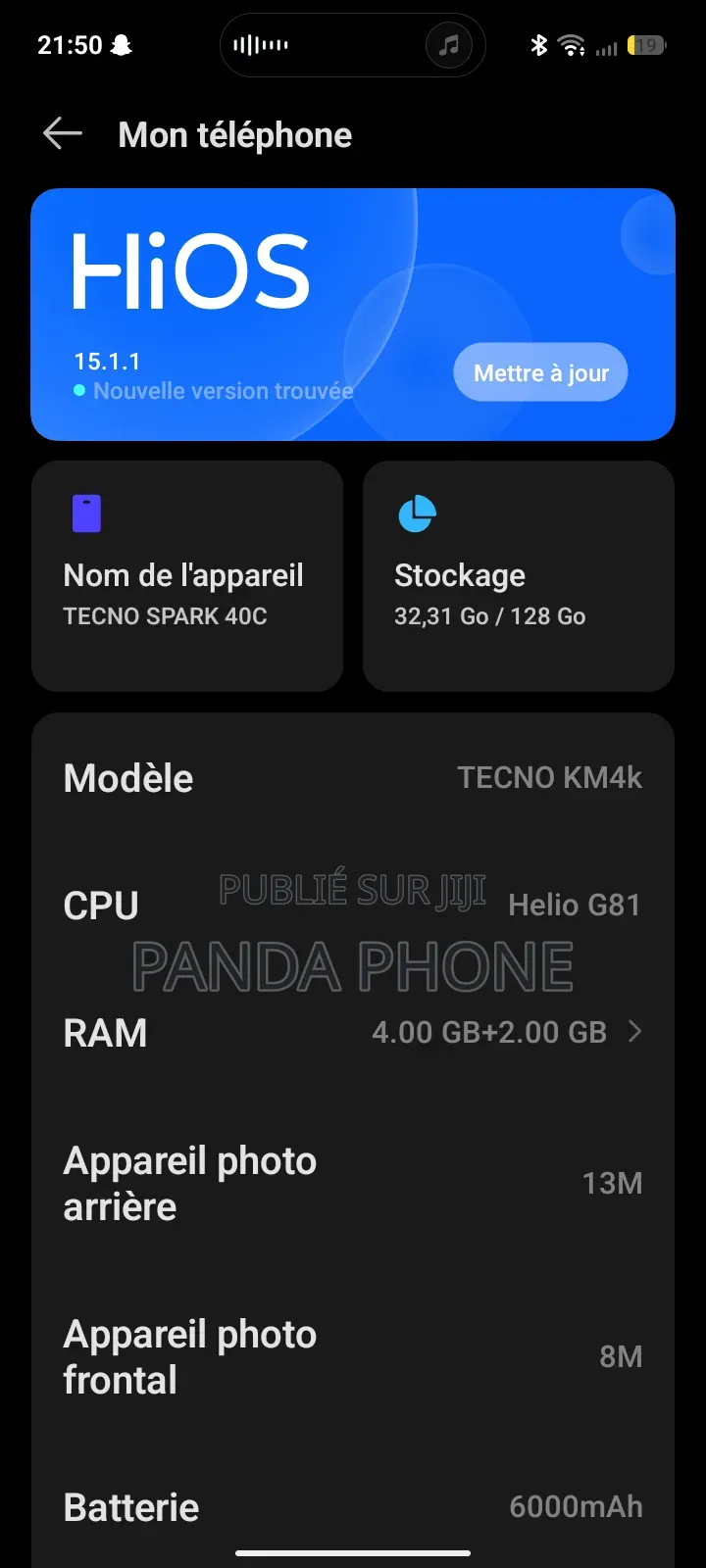 Tecno Spark 40 128 GB Bleu