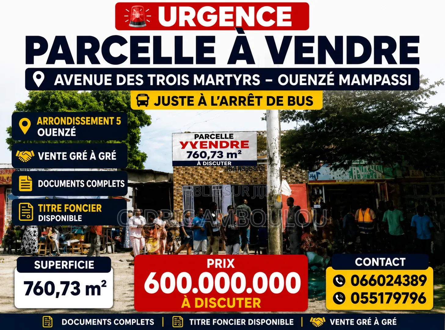 Parcelle À Vendre Dans Ouenzé Mampassi 760,73m2 (40/20)