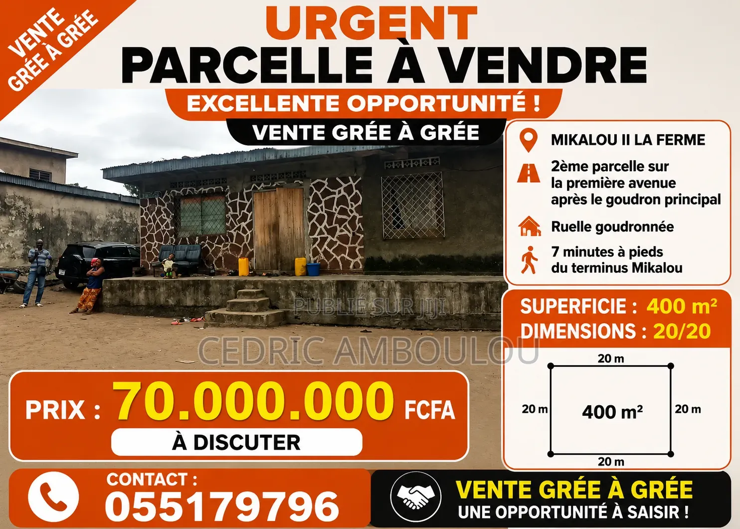Parcelle À Vendre À Mikalou La Ferme 400m2 Soit 20/20