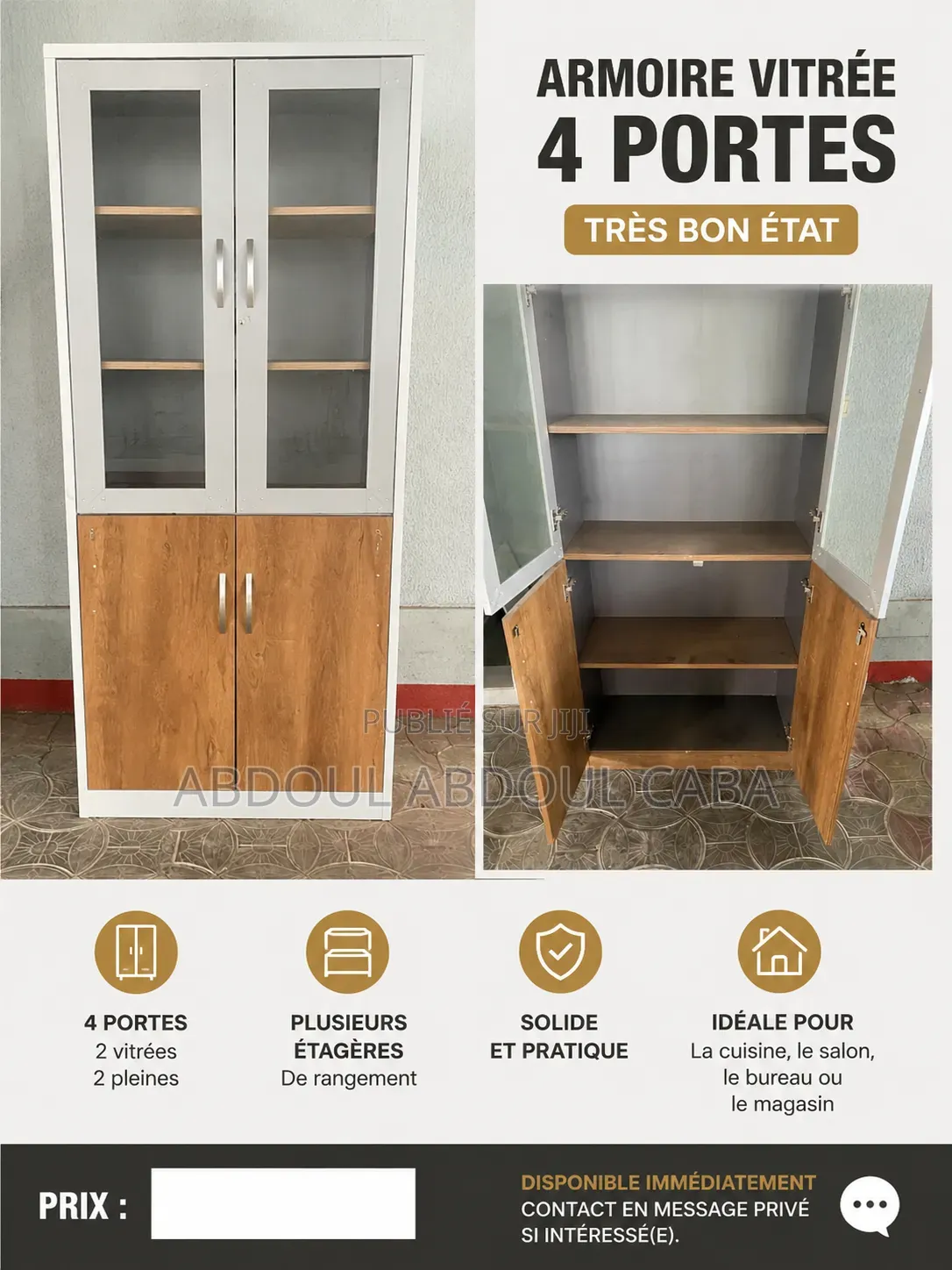 Armoire Vitrée De Rangement en Très Bon État