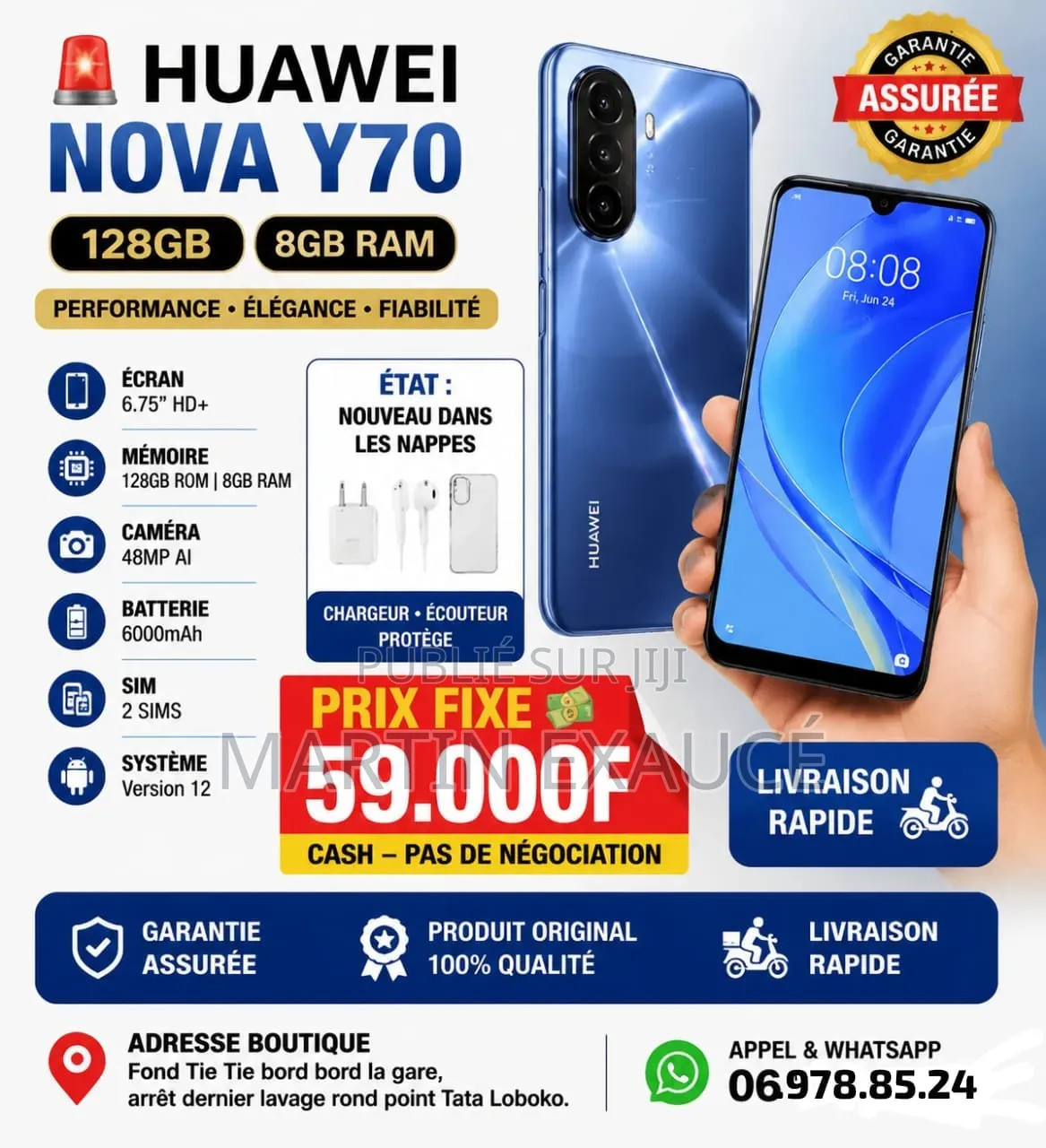 Nouveau Huawei Nova Y70 128 GB Autre