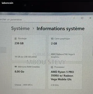 Ordinateur portable Lenovo V15 8GB AMD Ryzen 5 HDD+SSD 256GB