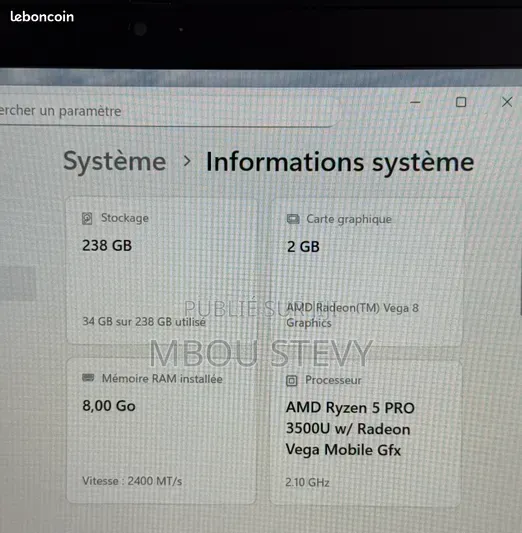 Ordinateur portable Lenovo V15 8GB AMD Ryzen 5 HDD+SSD 256GB