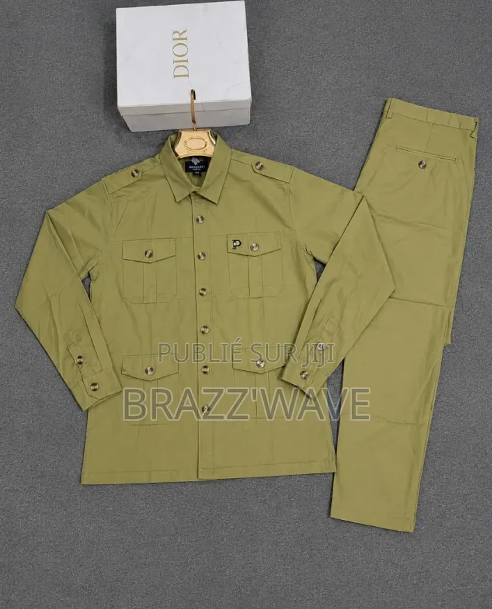 Ensemble Chemise Pantalon Homme Camel Finitions Dorées