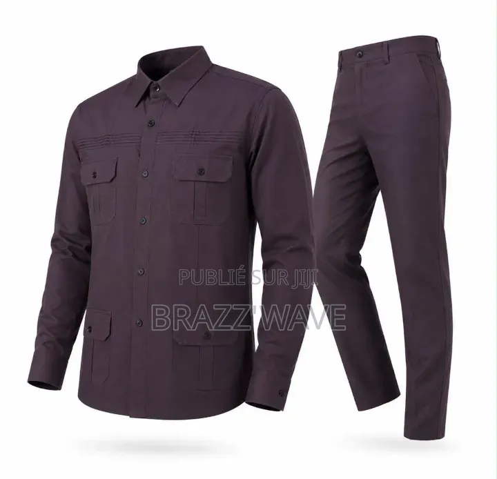 Ensemble Chemise Pantalon Homme Noire Style Safari