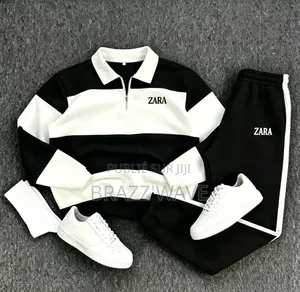 Ensemble Jogging Homme Beige Et Blanc Col Polo
