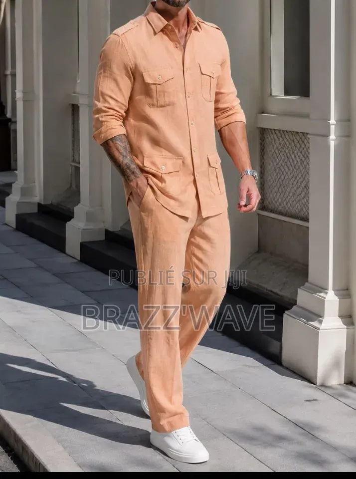 Ensemble Chemise Pantalon Homme Terracotta Style Safari