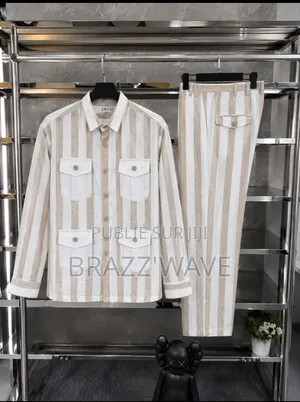 Ensemble Chemise Pantalon Homme Rayé Jaune Et Blanc