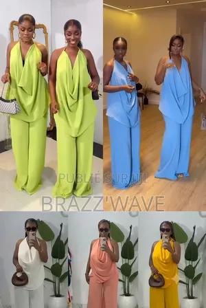 Ensemble Haut Drapé Et Pantalon Large Femme