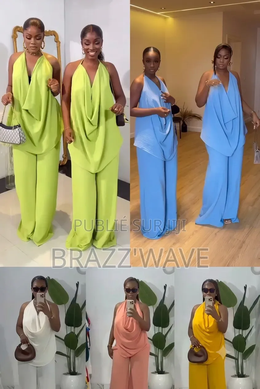 Ensemble Haut Drapé Et Pantalon Large Femme