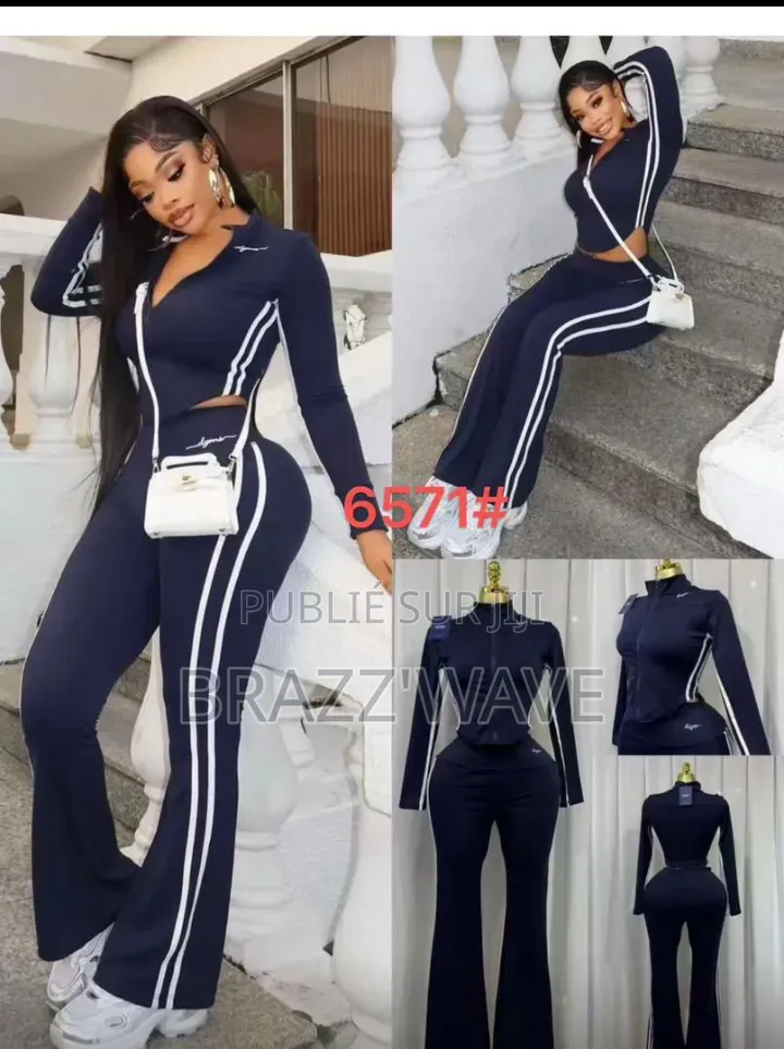 Ensemble Sport Zippé Femme Bleu Marine