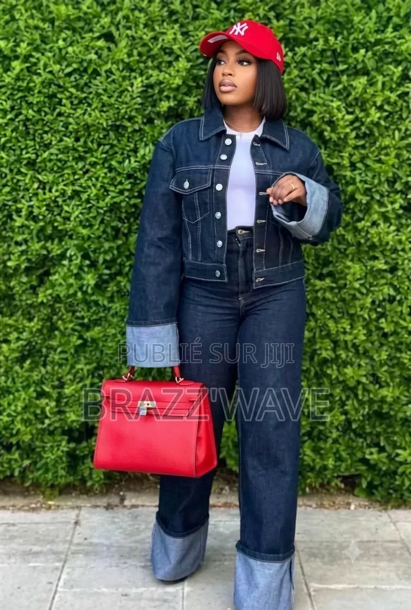 Ensemble Veste en Jean Et Pantalon Large Femme