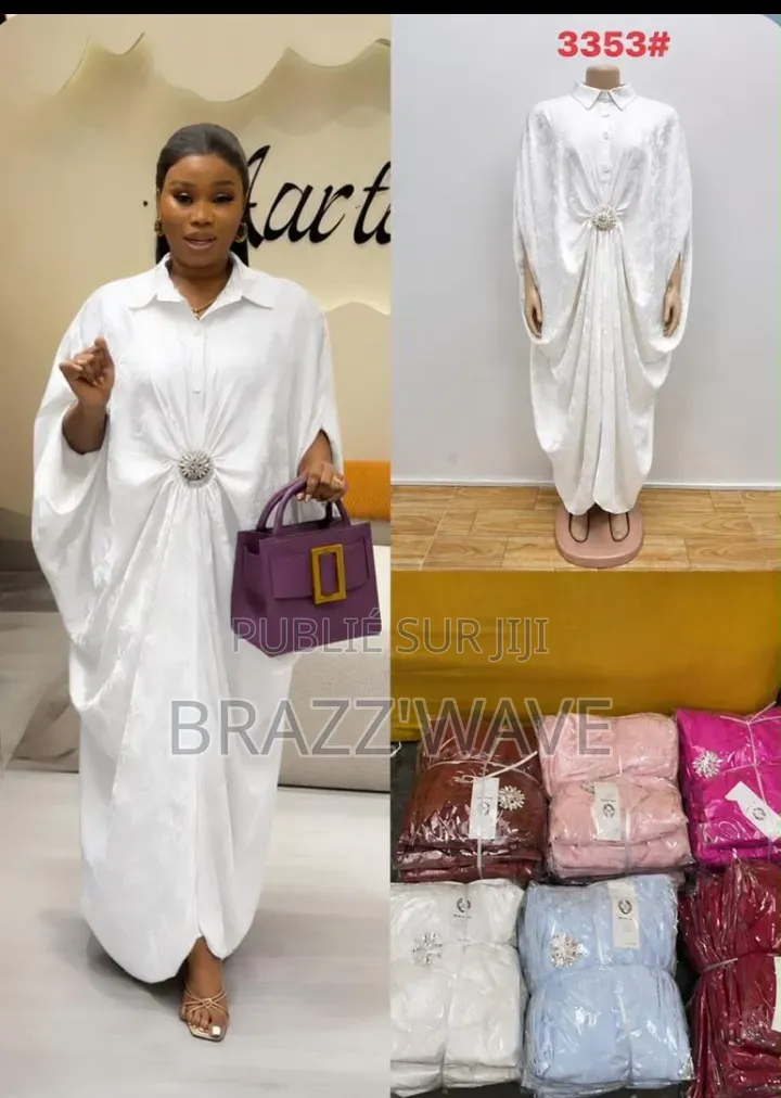 Robe Kaftan Longue Blanche Avec Broche