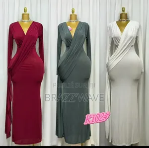 Robe Longue Drapée Vert Kaki