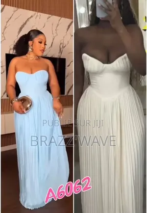 Robe Longue Bustier Plissée Femme