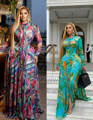 Robe Longue Imprimée Multicolore Femme