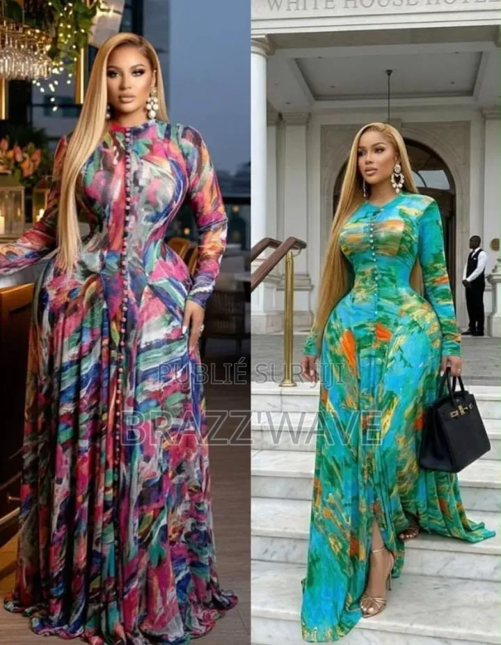 Robe Longue Imprimée Multicolore Femme