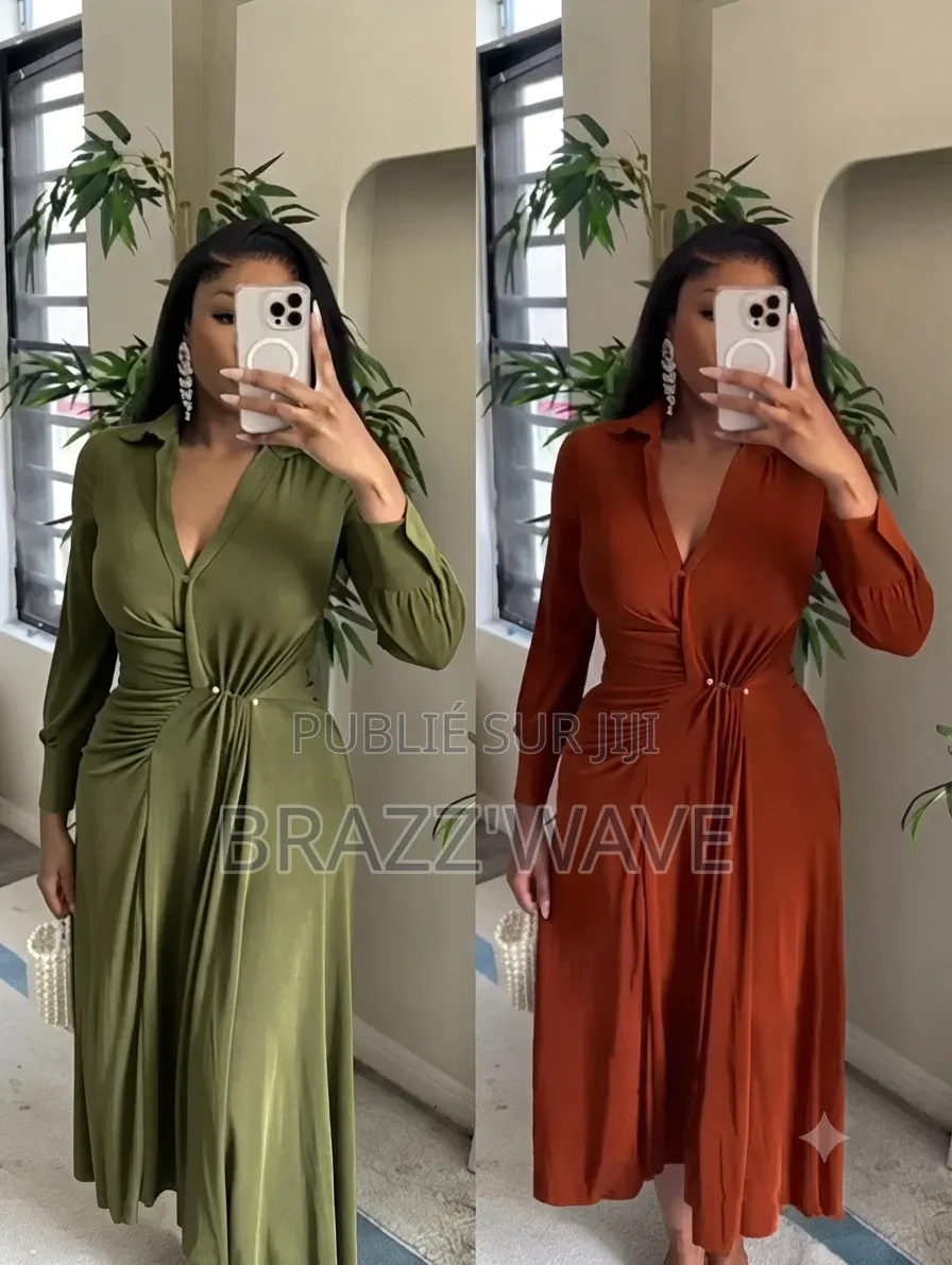 Robe Mi-Longue Chemise Cintrée Femme