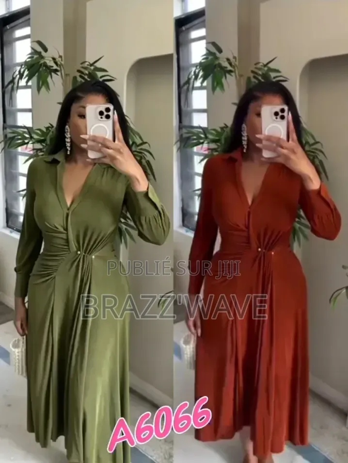 Robe Mi-Longue Chemise Cintrée Femme