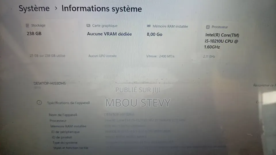 Ordinateur portable Lenovo V15 8GB Intel Core i5 HDD+SSD 256GB