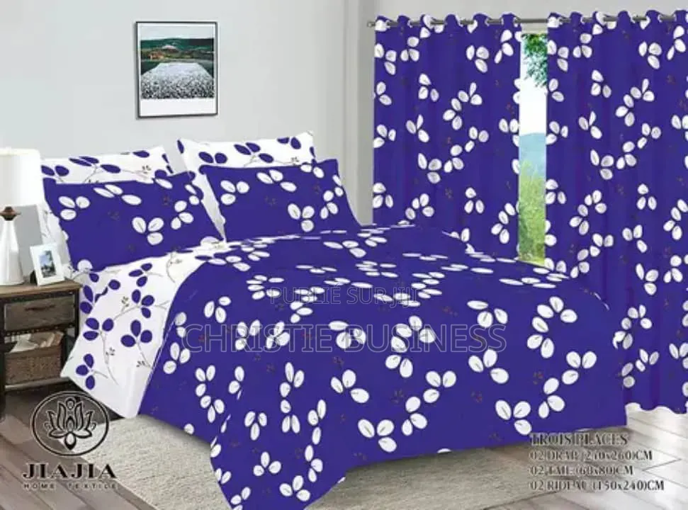 Ensemble 2 Draps, 2 Taies D'oreiller, 2 Rideaux