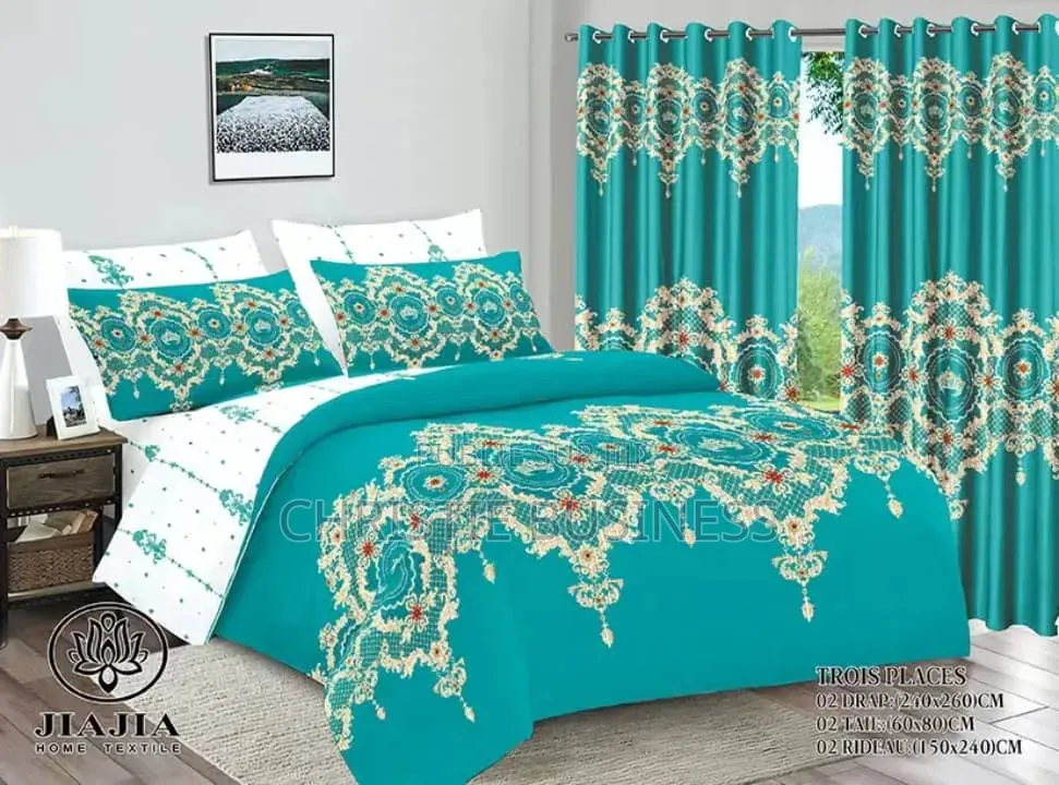 Ensemble 2 Draps, 2 Taies D'oreiller, 2 Rideaux