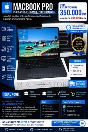Nouveau Ordinateur portable Apple MacBook Pro 8GB Apple M2 SSD 256GB