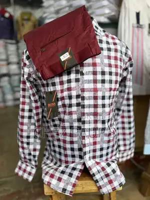 Ensemble Homme Chemise Rayée + Pantalon Gris