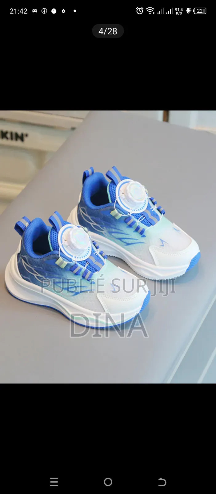 Basket Enfant Enfants Garçons Bleu Blanc Taille 23