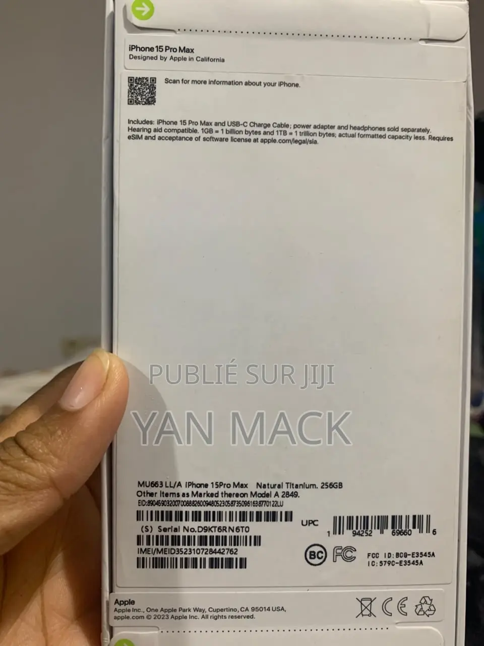 Nouveau Apple iPhone 15 Pro Max 256 GB Blanc