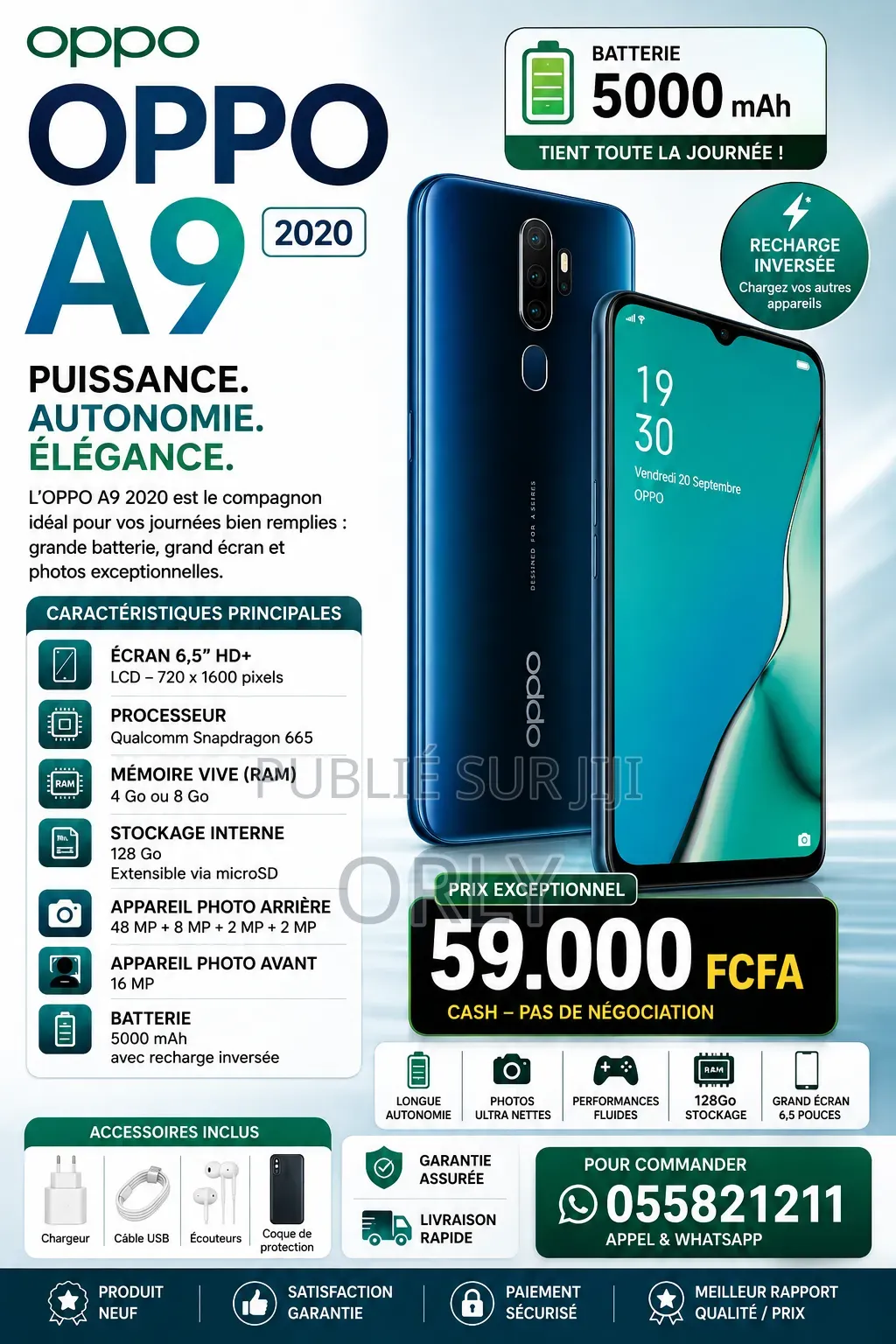 Nouveau Oppo A9 128 GB Noir