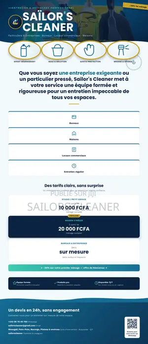 Service De Ménage Pro-Sailor's Cleaner À Brazzaville (-20% Bienvenue)