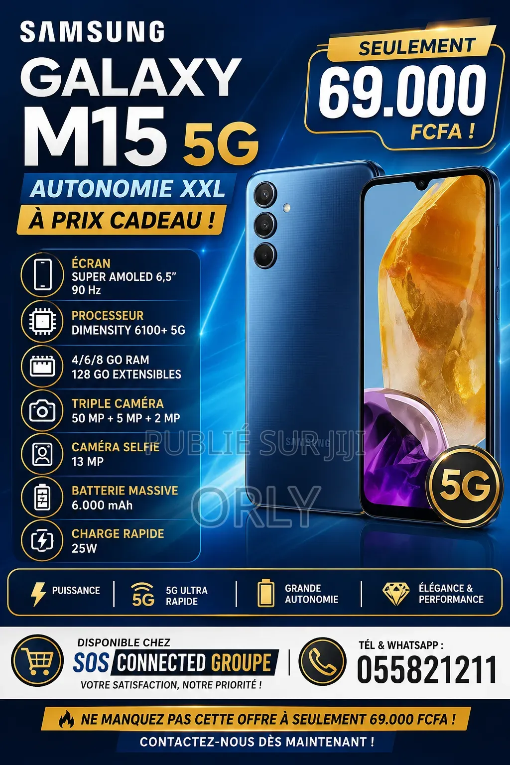 Nouveau Samsung Galaxy M15 128 GB Noir