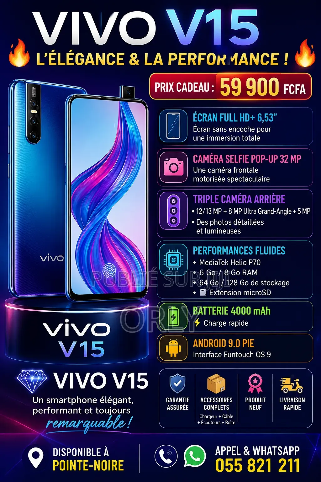 Nouveau Samsung Galaxy M15 128 GB Noir