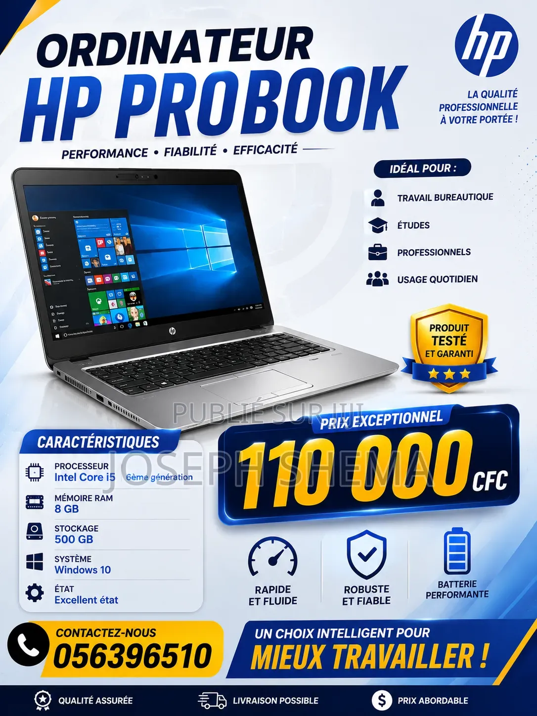 Ordinateur portable HP 650 G6 8GB Intel Core i5 SSD 500GB