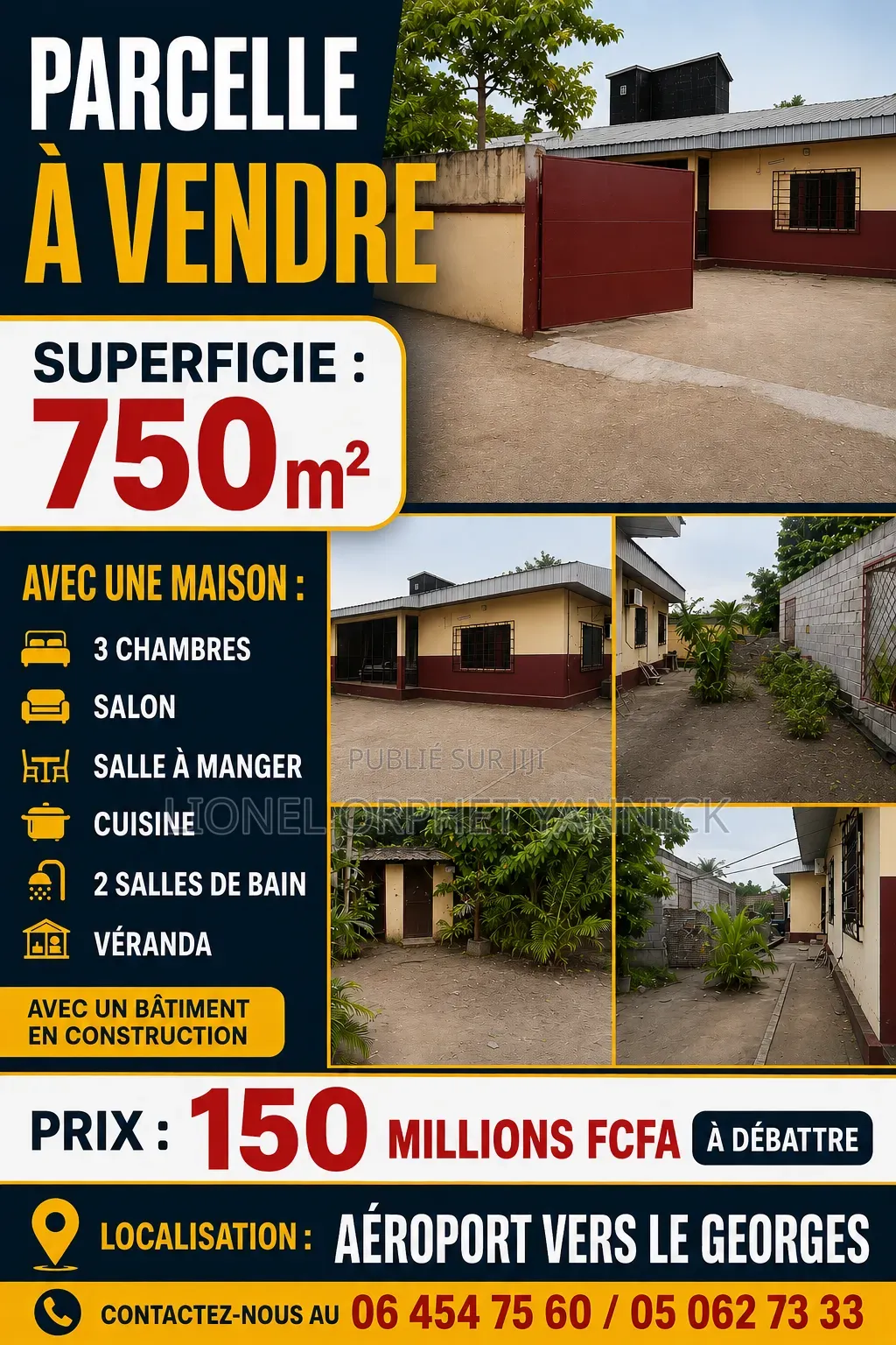 3chbre Maison de ville/terrasse dans Parcelle De 750M², Ngoyo à Vendre