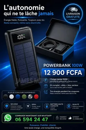 Powerbank Solaire Ultra-Rapide 100W Avec Écran LED