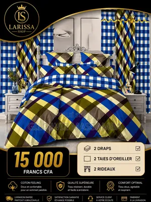 Deux Drap ,Taies d'Oreiller Et Rideaux