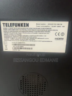 TV Telefunken, Modèle 55dled FHD VNB Sm. Avec Écran Cassé