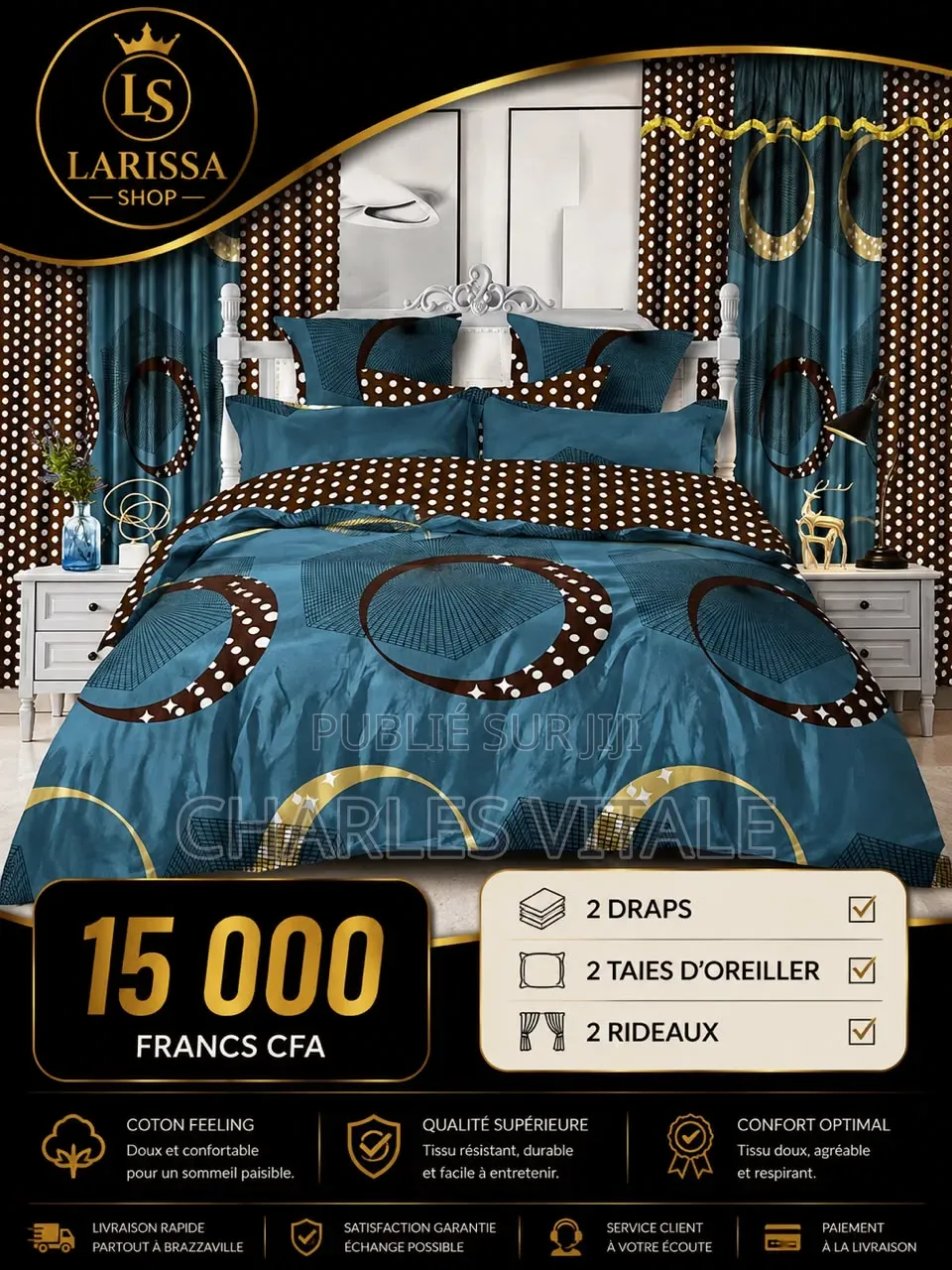 Ensemble De Draps Coussin Et Rideaux