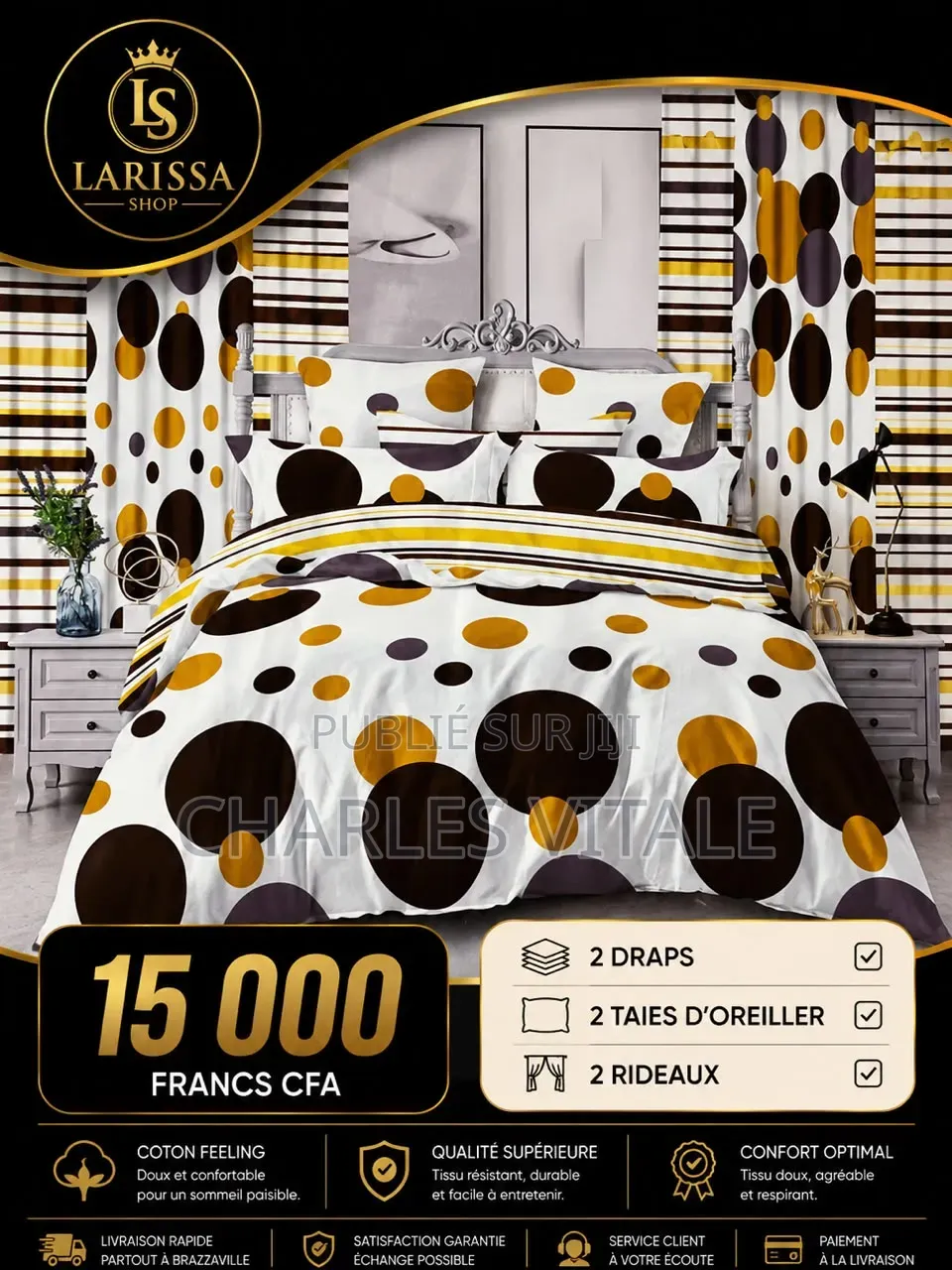 Ensemble De Draps Coussin Et Rideaux