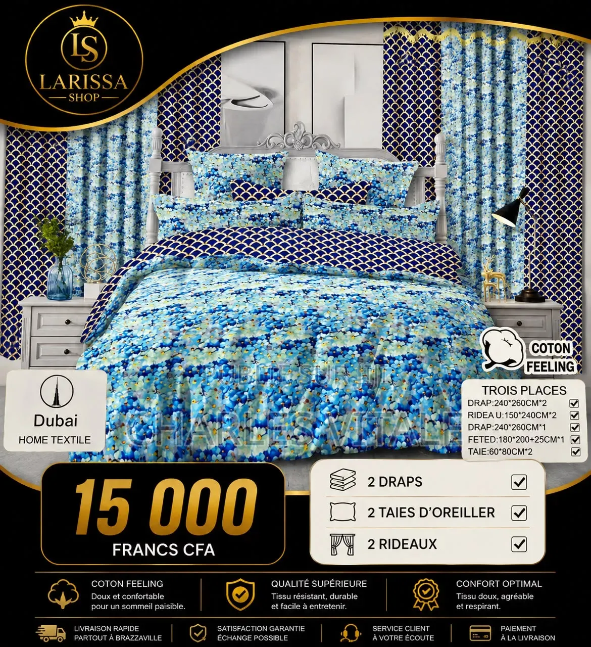 Ensemble De Draps Coussin Et Rideaux