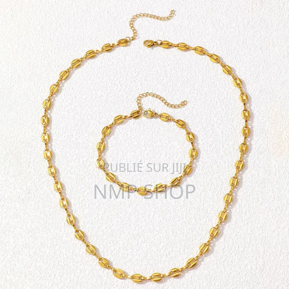 Ensemble Chaînette+Bracelet Graines Café 