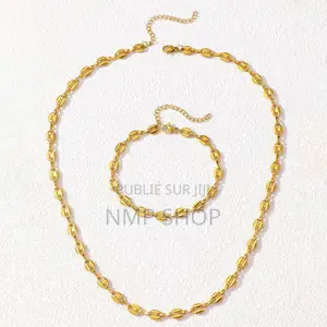 Ensemble Chaînette+Bracelet Graines Café 