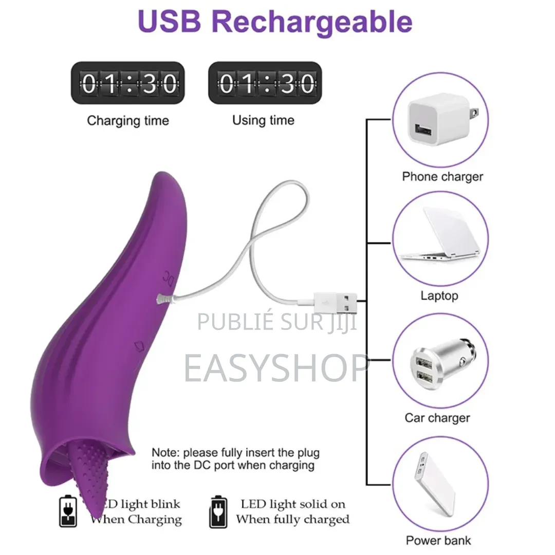 Stimulateur Langue Vibrante 8 Modes - Silicone Rechargeable