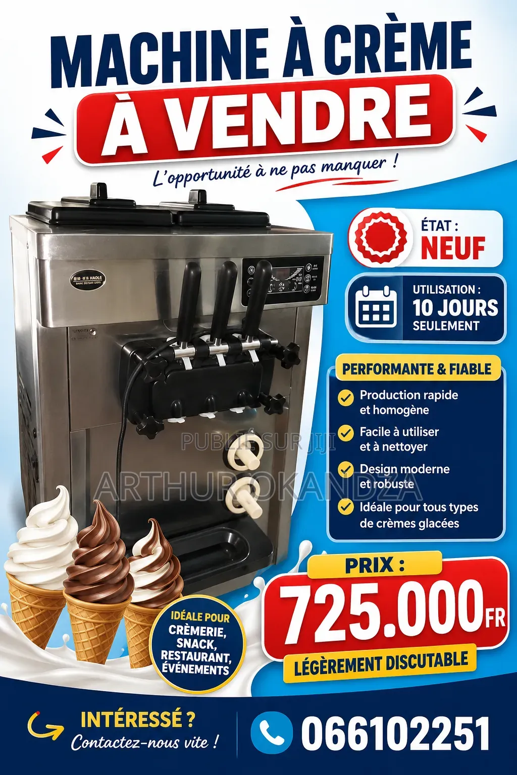 Vente d'Une Machine À Crème