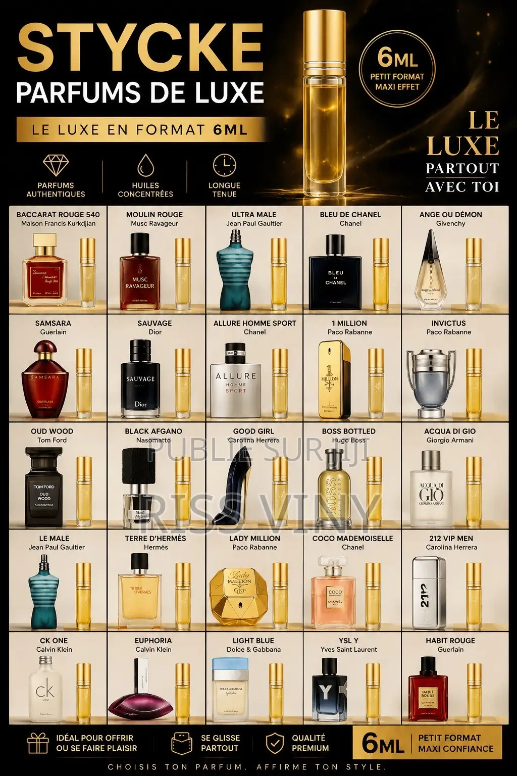 Parfums De Luxe en Stycke 6 Ml – Plusieurs Fragrances Disponibles