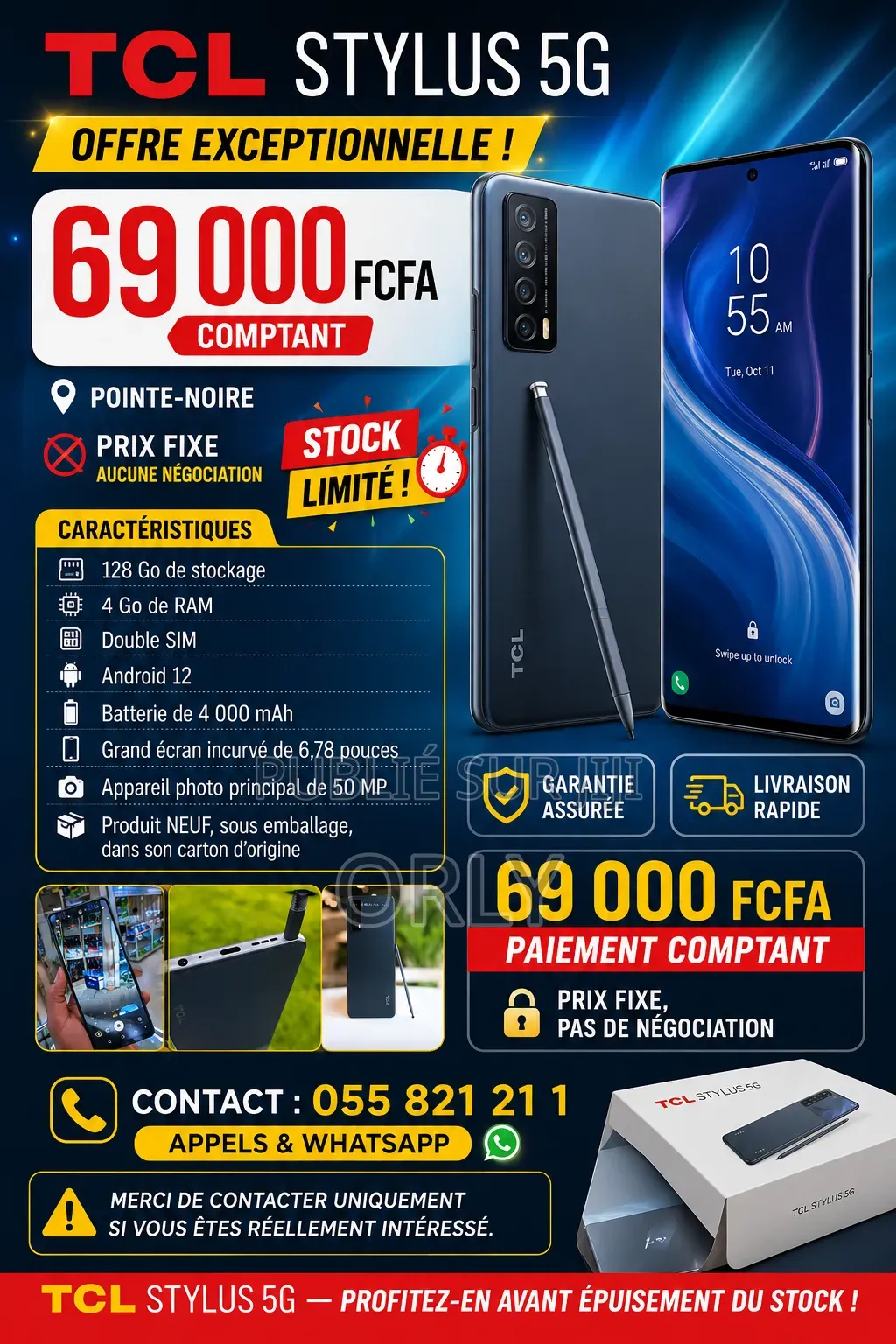 Nouveau TCL Stylet 128 GB Noir