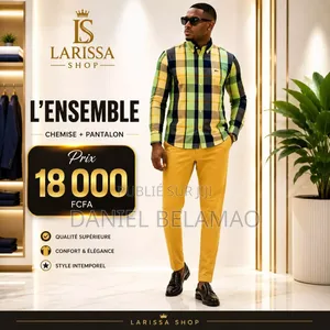 Ensemble Chemise +Pantalon Pour Homme